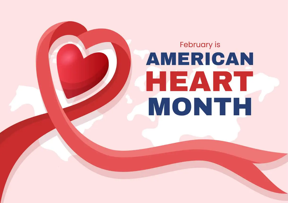 February is American Heart Month with a Pulse for Health and Overcoming Cardiovascular Disease in Flat Cartoon Hand Drawn Template Illustration